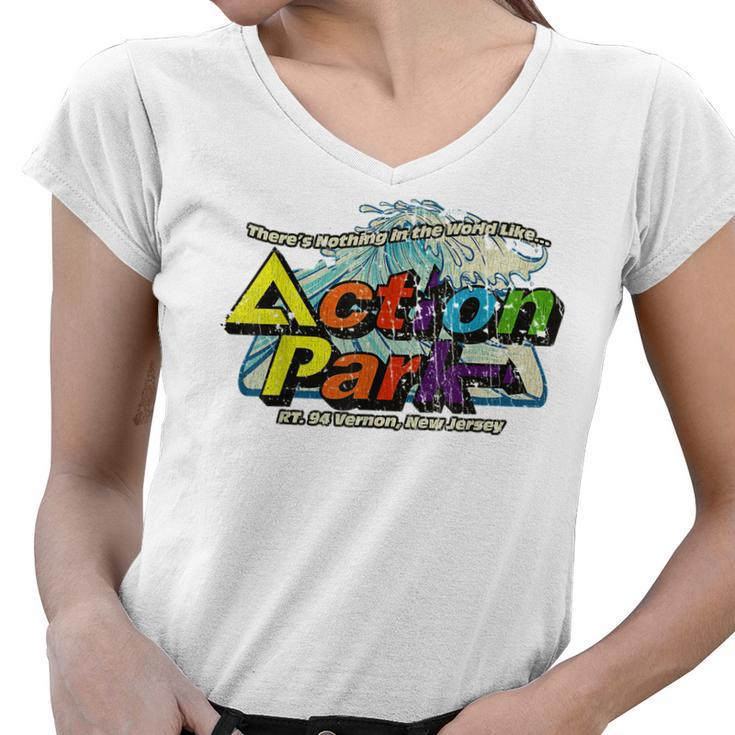 Funny Action Park New Jersey 1978 Vintage  V2 Women V-Neck T-Shirt