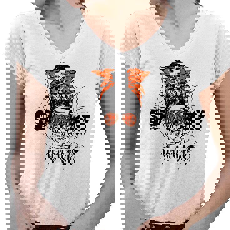 Funny Halloween Spooky Momster Skull Mama Costume For Mom  Women V-Neck T-Shirt