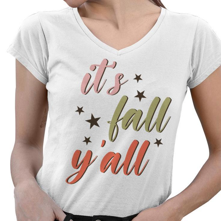 Funny Its Fall Yall Season Present Women V-Neck T-Shirt