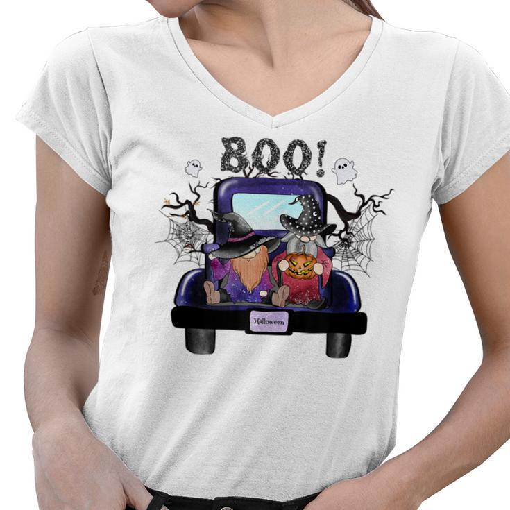 Halloween Gnomes Costume Funny Truck Spooky  Women V-Neck T-Shirt