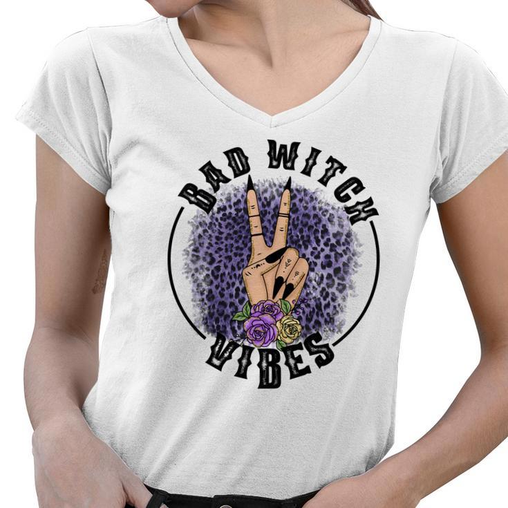 Halloween Witch Vibes Bad Witch Vibes Women V-Neck T-Shirt