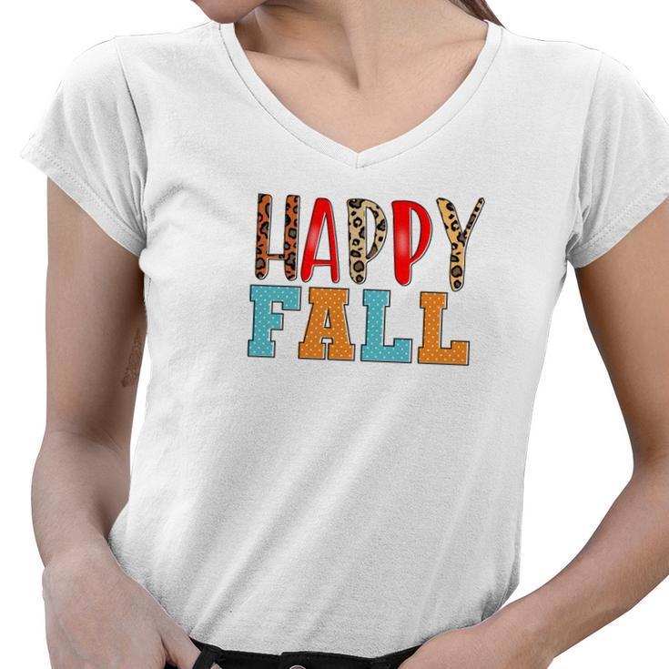 Happy Fall Happy Season Women V-Neck T-Shirt