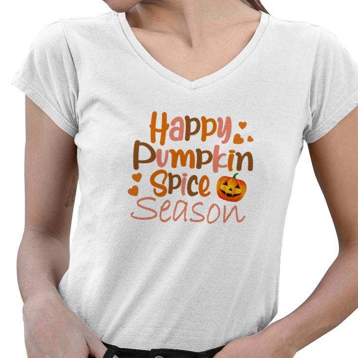 Happy Pumpkin Spice Season Fall Women V-Neck T-Shirt