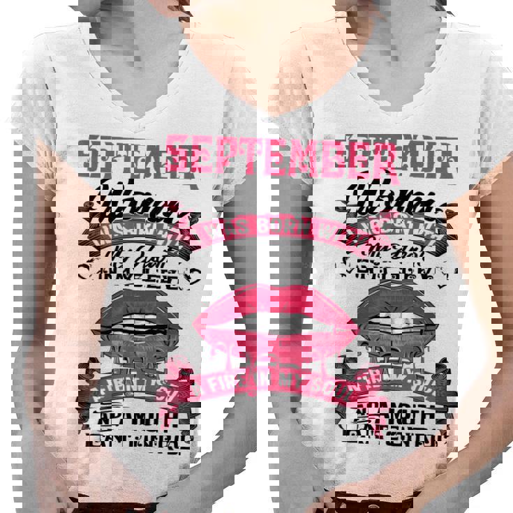 I Am A September Woman Girl Birthday Queen Born In September Women V-Neck T-Shirt