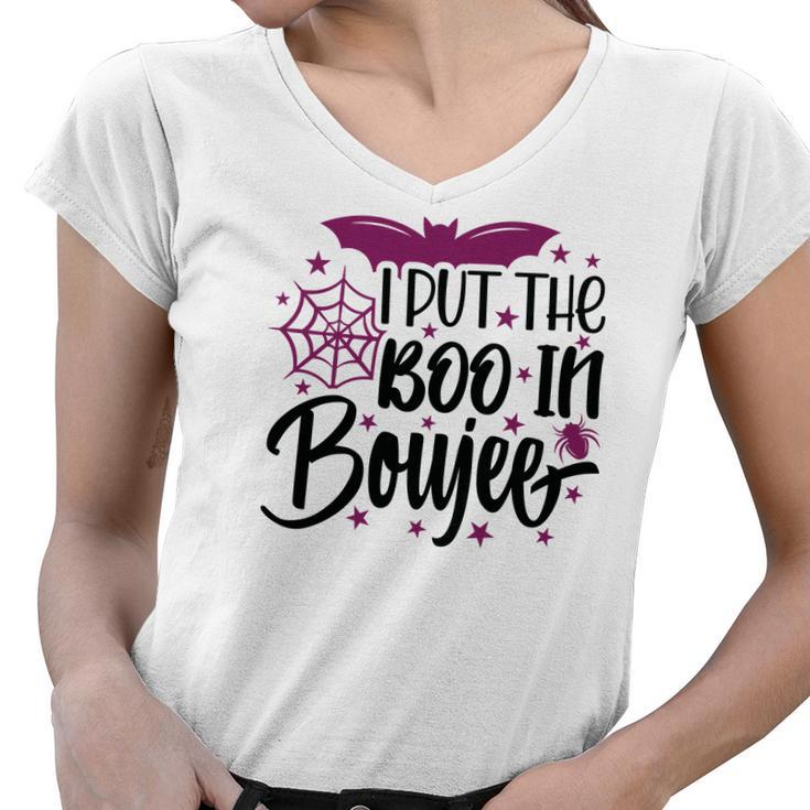 I Put The Boo In Boujee Bat Halloween Women V-Neck T-Shirt