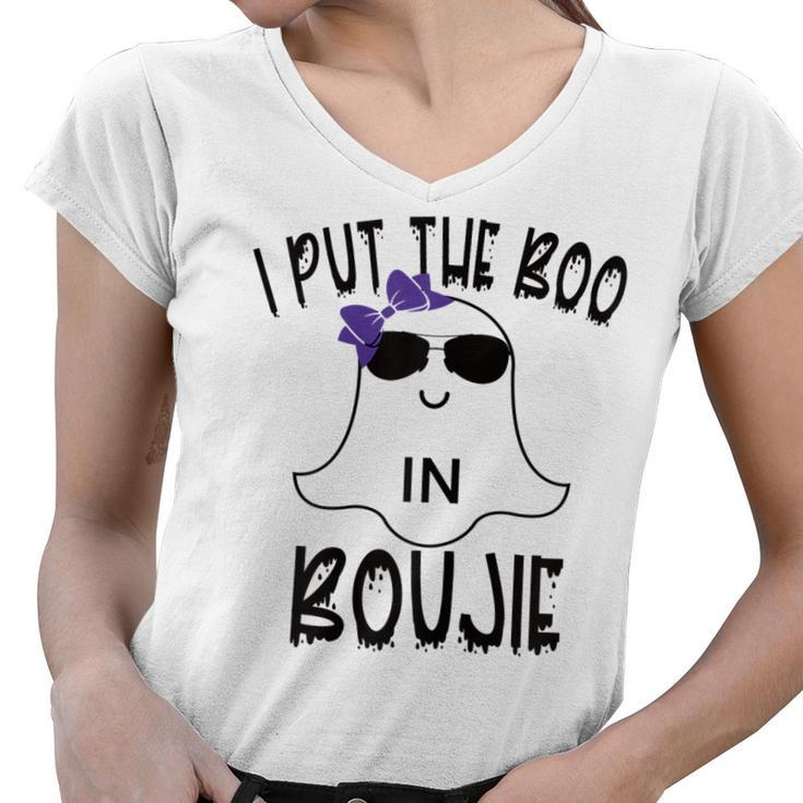 I Put The Boo In Boujie Funny Cute Halloween Costume Boujee  Women V-Neck T-Shirt