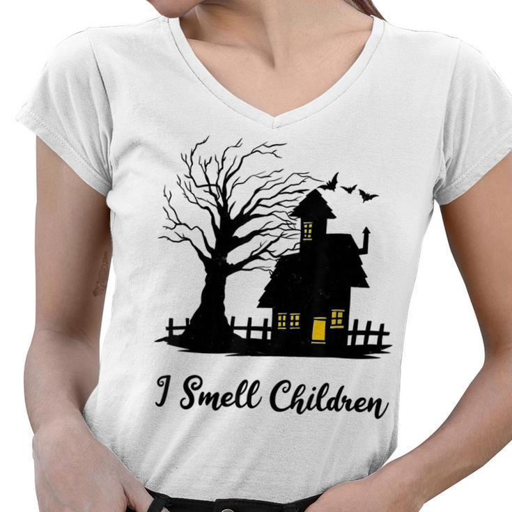 I Smell Children Kids Funny Costume Halloween Witch House  Women V-Neck T-Shirt