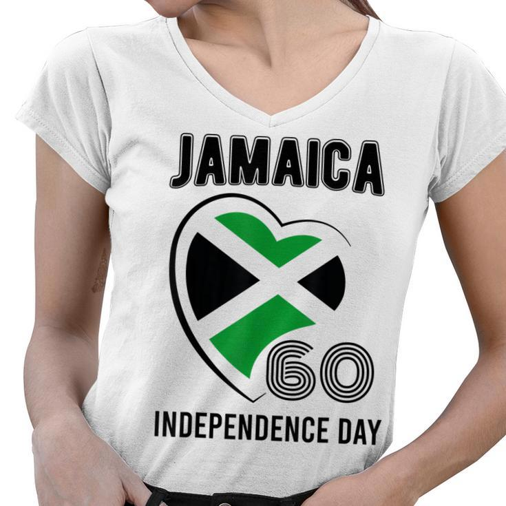 Jamaica 60Th Independence Day Jamaica 60 Independence Yellow  Women V-Neck T-Shirt