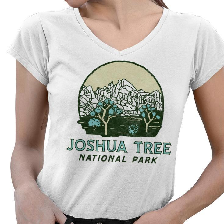 Joshua Tree National Park Vintage Mountains & Trees Sketch  Women V-Neck T-Shirt