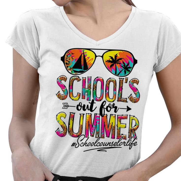 Last Day Of School Schools Out For Summer School Counselor  Women V-Neck T-Shirt