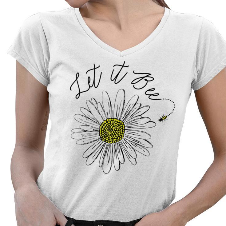 Let It Bee  Hippie Sun Flower Zone  Women V-Neck T-Shirt