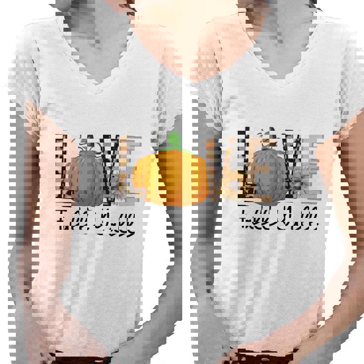 Love Fall Yall Pumpkin Lovers Thankful Women V-Neck T-Shirt