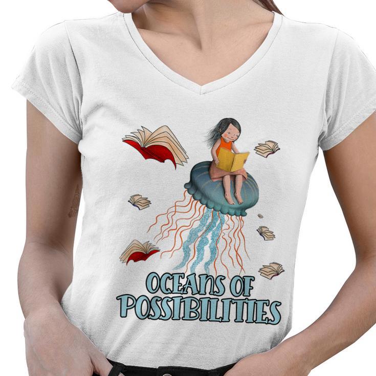 Oceans Of Possibilities Summer Reading 2022 Librarian Tshirt Women V-Neck T-Shirt