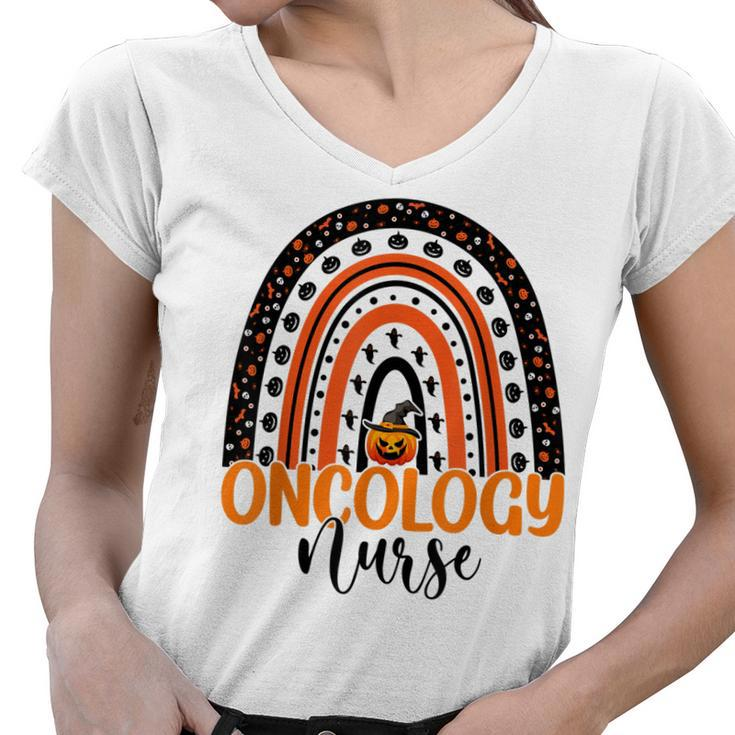 Oncology Nurse Rainbow Halloween Costume Oncology Nursing  Women V-Neck T-Shirt