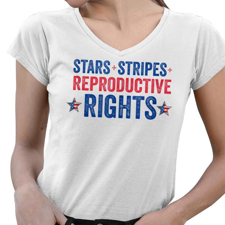 Patriotic 4Th Of July  Stars Stripes Reproductive Right  V5 Women V-Neck T-Shirt