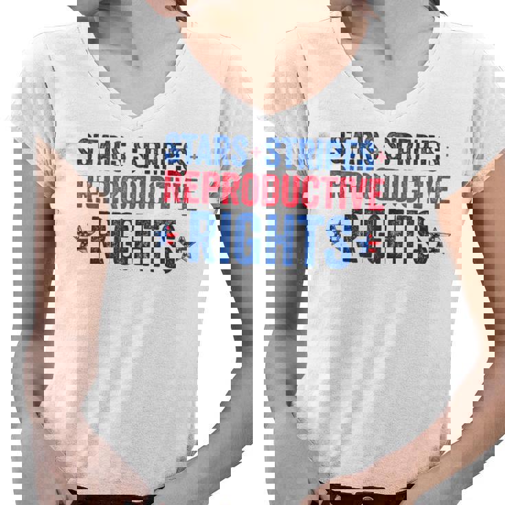 Patriotic 4Th Of July  Stars Stripes Reproductive Right  V5 Women V-Neck T-Shirt