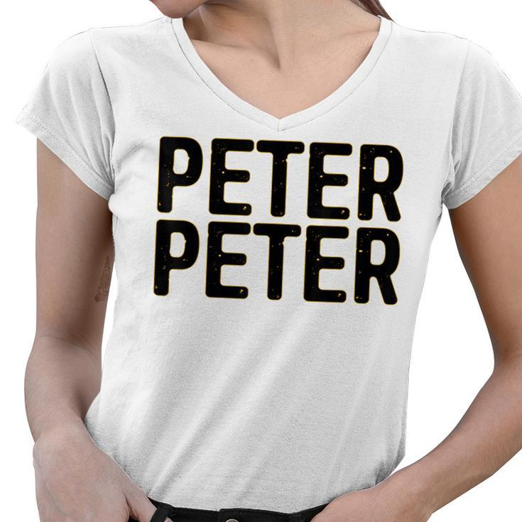 Peter Peter  Halloween Pumpkin Eater Costume Shirt Women V-Neck T-Shirt