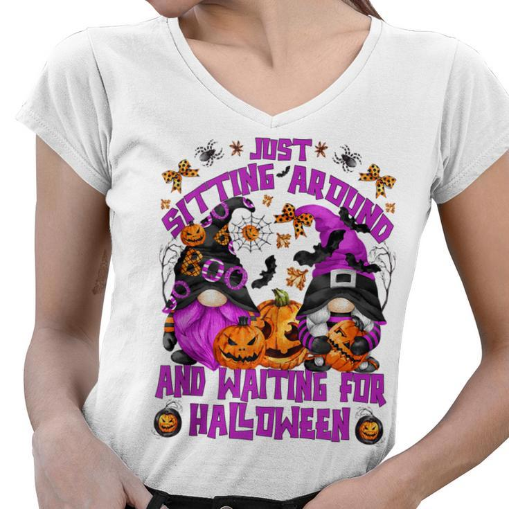 Purple Halloween Gnome For Women Witches Funny Witch Quote  Women V-Neck T-Shirt