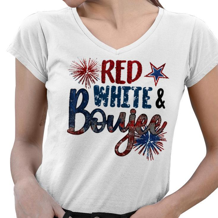 Red White And Boujee 4Th Of July Fourth Of July Vintage  Women V-Neck T-Shirt