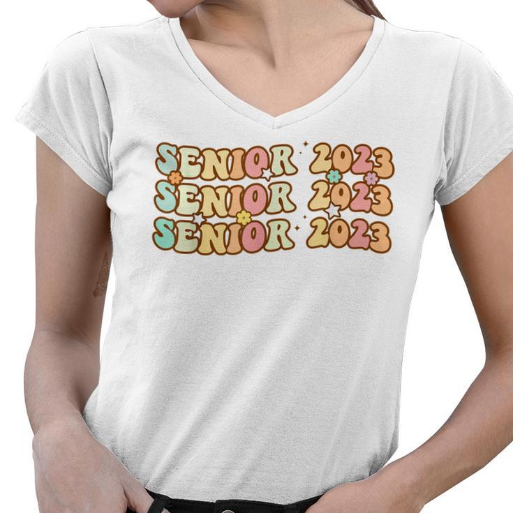 Senior 2023 Retro Class Of 2023 Graduation 23 Gifts Womens  Women V-Neck T-Shirt