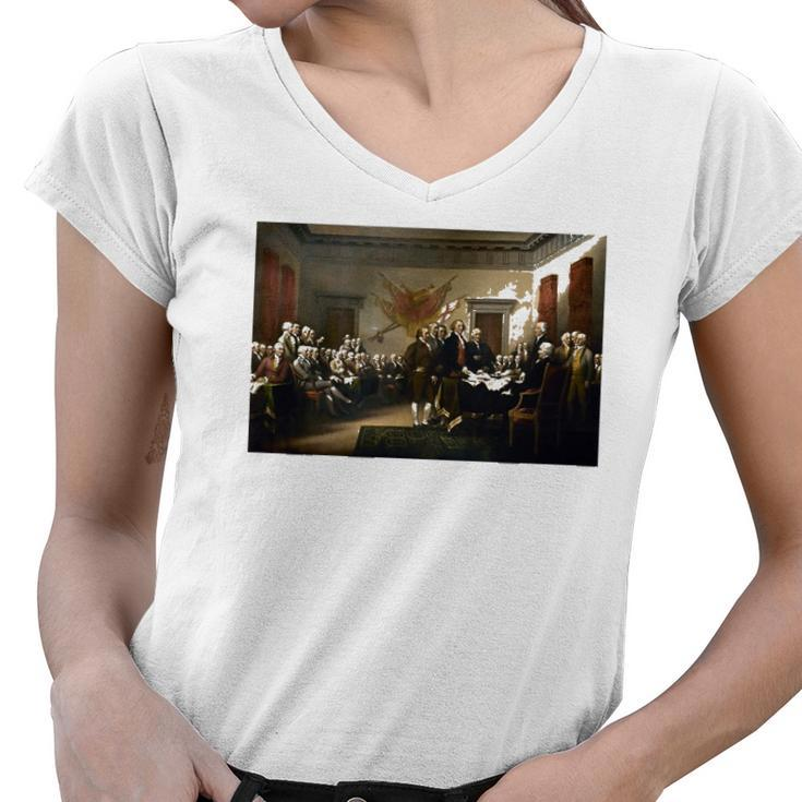 Signing The Declaration Of Independence 4Th Of July Women V-Neck T-Shirt