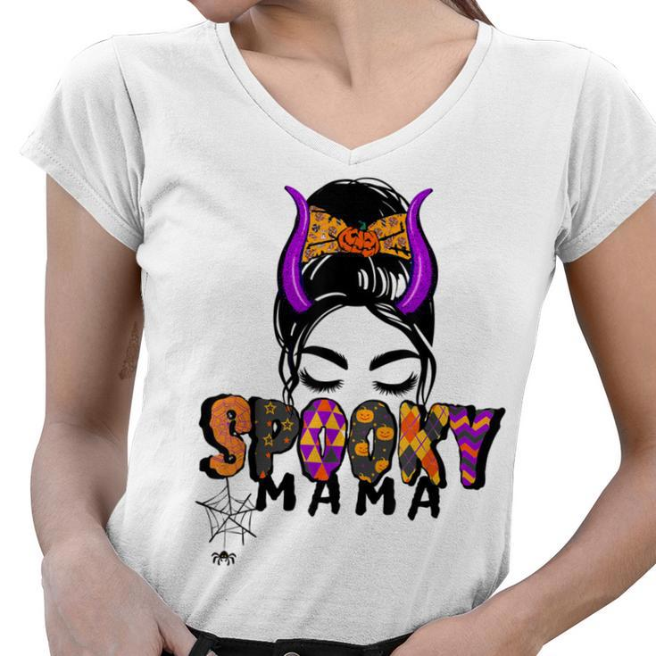 Spooky Mama Halloween Mom  V2 Women V-Neck T-Shirt