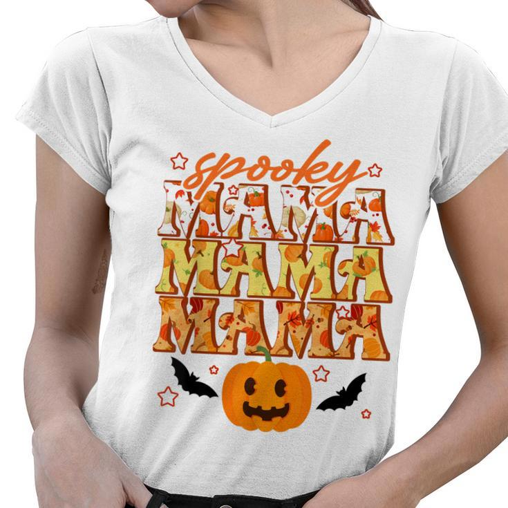 Spooky Mama Spooky Season Funny Halloween Mom Mommy Gifts  Women V-Neck T-Shirt