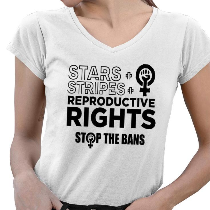 Stars Stripes Reproductive Rights Racerback Feminist Pro Choice My Body My Choice Women V-Neck T-Shirt