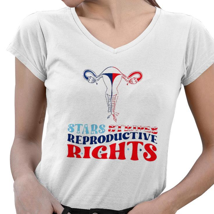 Stars Stripes Reproductive Rights Roe V Wade Overturned Women V-Neck T-Shirt