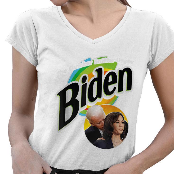 The Quicker Sniffer Upper Anti Biden Pro Trump Funny 21 Tshirt Women V-Neck T-Shirt