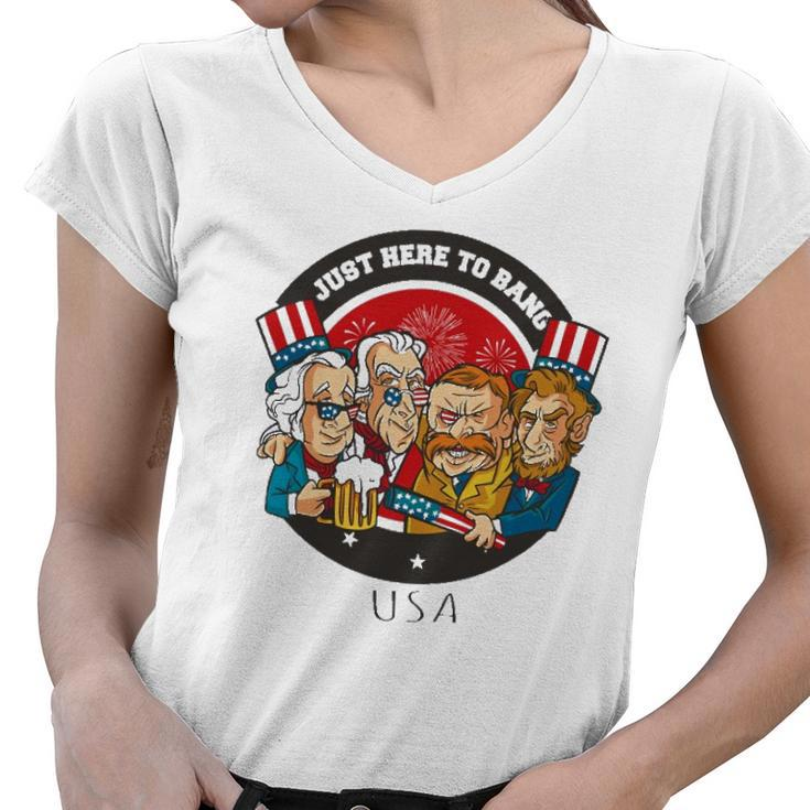 United States Of America Pride Funny George Washington Women V-Neck T-Shirt