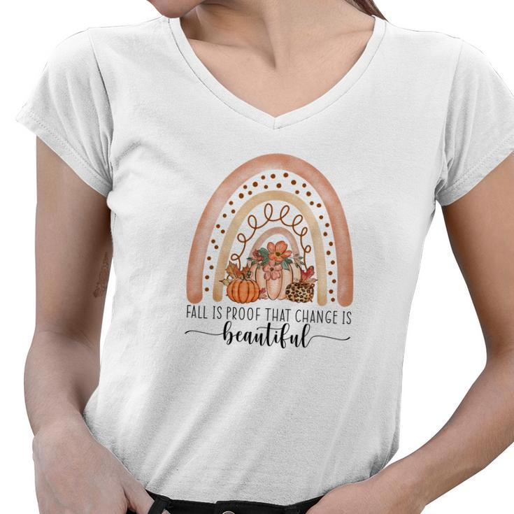 Vintage Autumn Fall Is Proof That Change Is Beautiful Women V-Neck T-Shirt