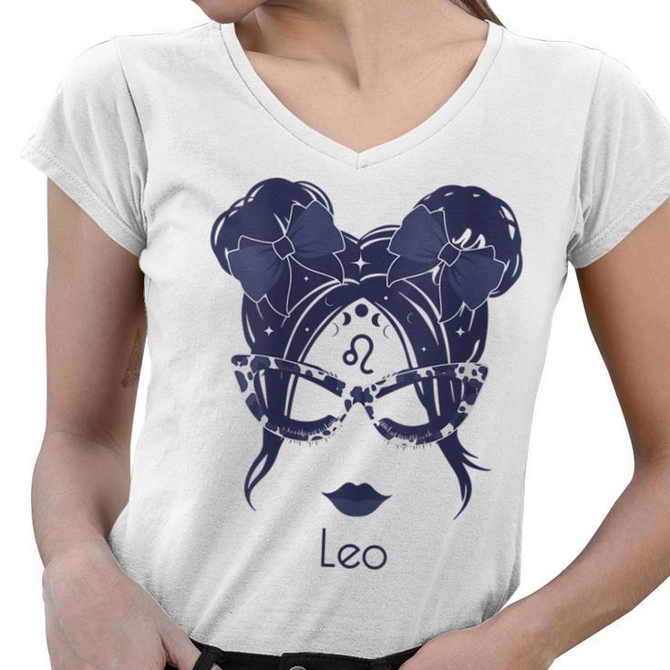 Womens Leo Girl Zodiac Birthday Women V-Neck T-Shirt