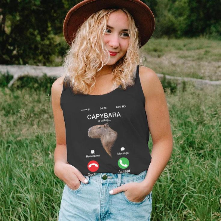 Capybara Is Calling Funny Capibara Rodent Animal Lover Humor Cute Gift Unisex Tank Top