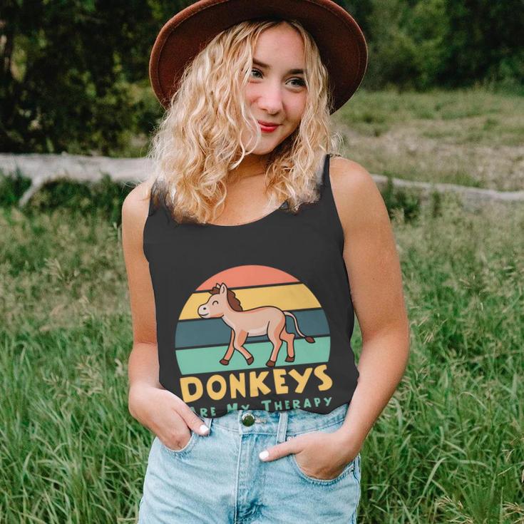 Donkeys As Therapy Funny Mule Farm Animal Gift Unisex Tank Top