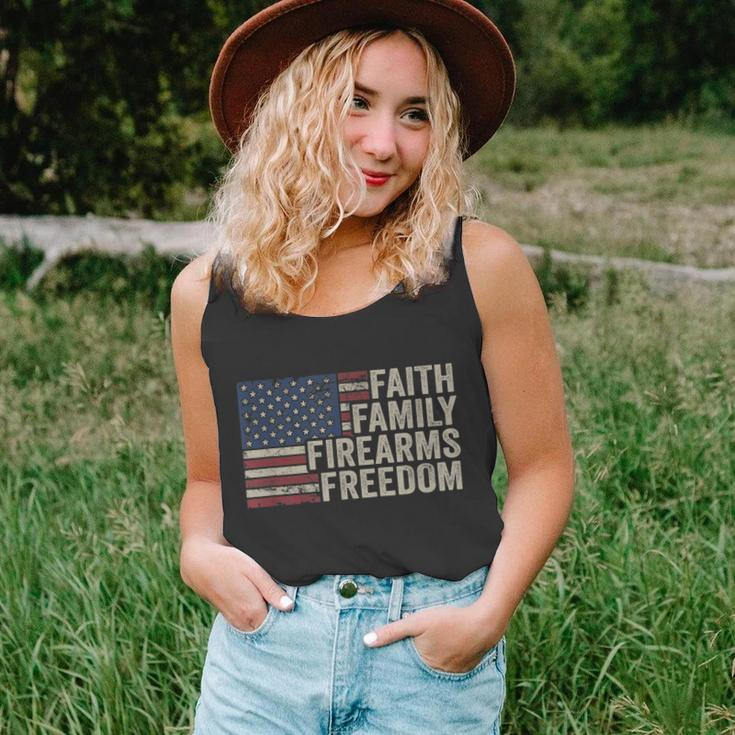 Faith Family Firearms & Freedom American Flag Pro God Guns Unisex Tank Top