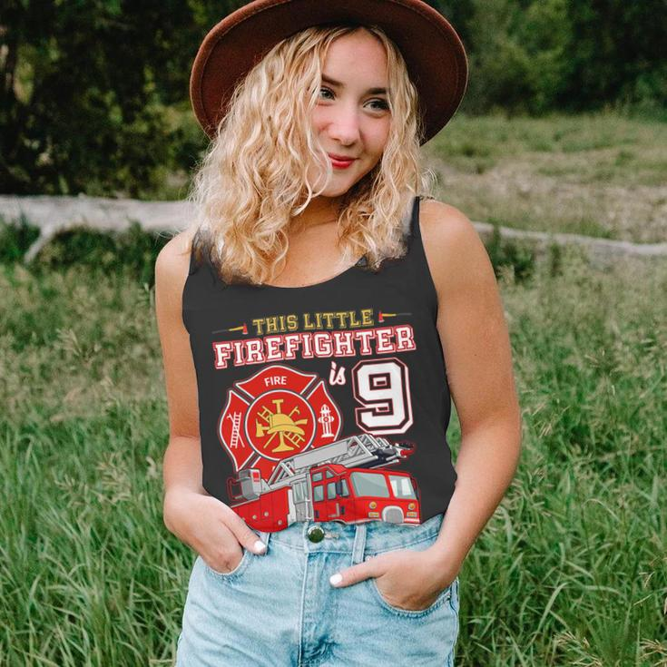 Firefighter This Little Firefighter Is 9 Years Old 9Th Birthday Kid Boy Unisex Tank Top