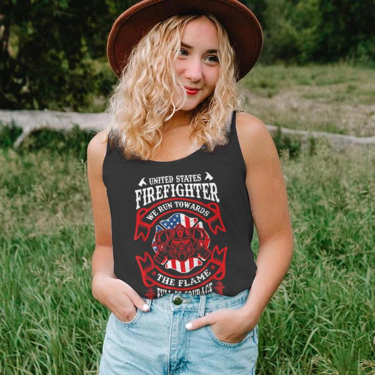 Firefighter United States Firefighter We Run Towards The Flames Firemen _ V4 Unisex Tank Top