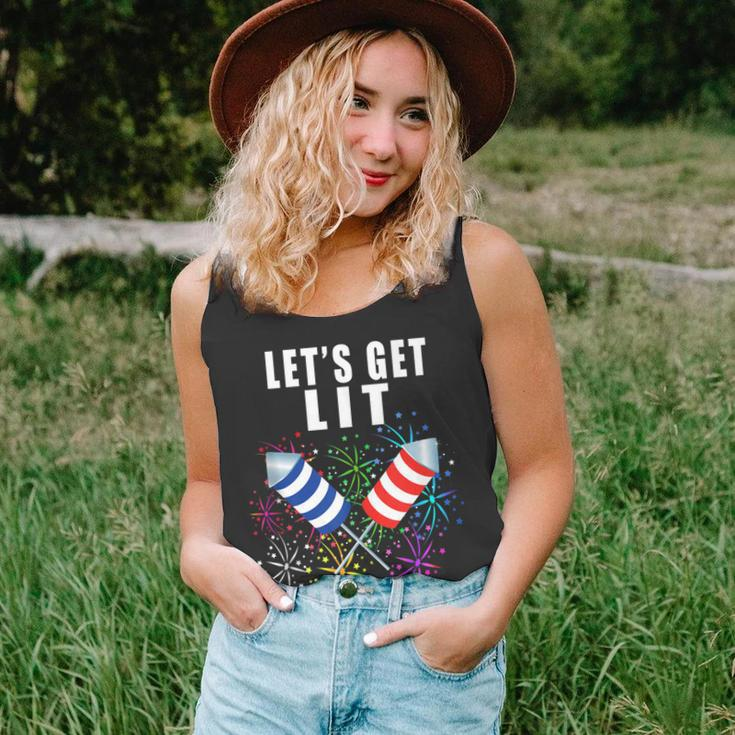 Funny 4Th Of July Lets Get Lit 2021 Pun Unisex Tank Top