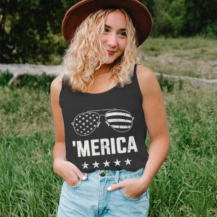 Funny Merica With Sunglasses And Flag For 4Th Of July Unisex Tank Top