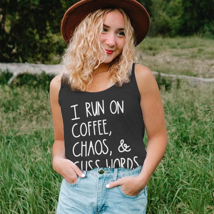 I Run On Coffee Chaos And Cuss Words V2 Unisex Tank Top