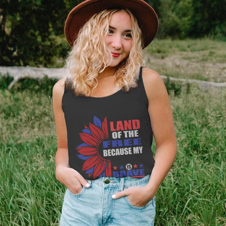 Land Of The Free Because My Is Brave Sunflower 4Th Of July Unisex Tank Top