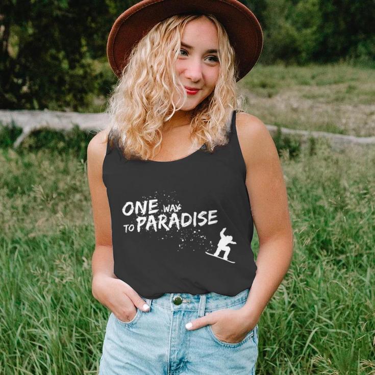 One Way To Paradise Spray Powder Free Ride With Snowboard Gift Unisex Tank Top