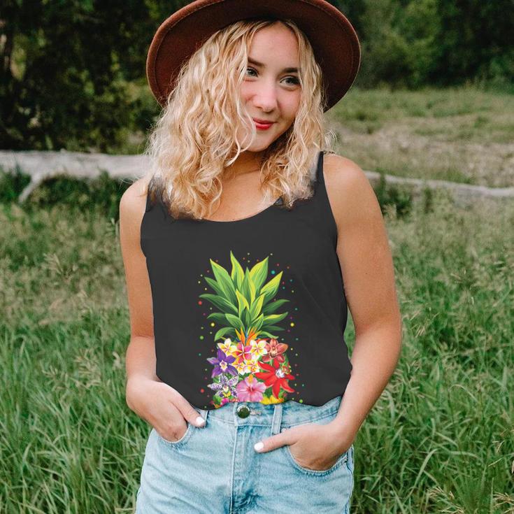 Pineapple Flowers Aloha Hawaii Vintage Hawaiian Floral Women Unisex Tank Top