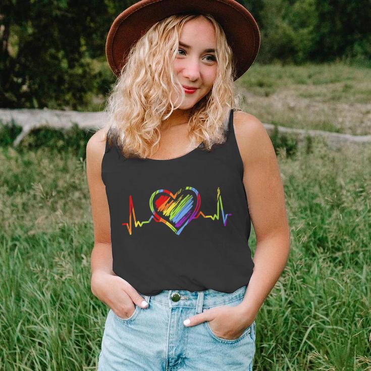 Rainbow Heartbeat Lgbt Gay Pride Great Gift Unisex Tank Top