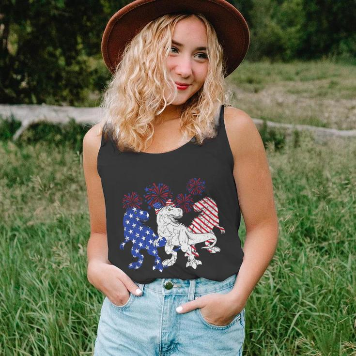 Red White Blue Trex Firework 4Th Of July Graphic Plus Size Shirt For Men Women Unisex Tank Top