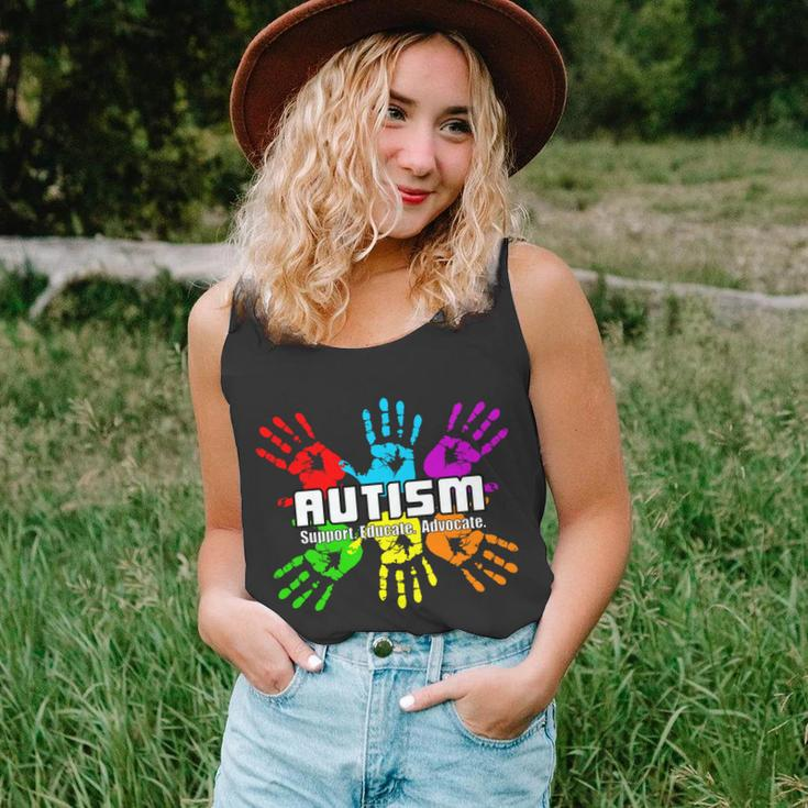 Support Educate Advocate Autism Handprint Tshirt Unisex Tank Top