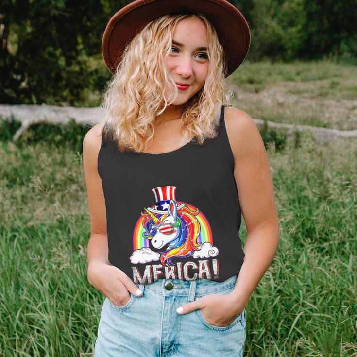 Unicorn 4Th Of July Merica Girl Rainbow Unisex Tank Top