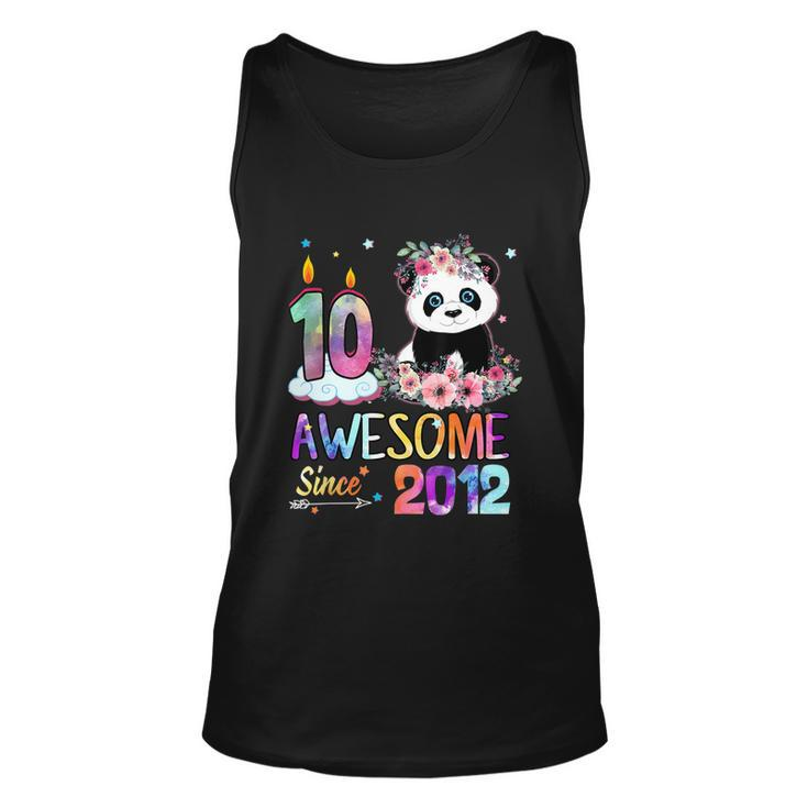 10 Years Old Awesome Since 2012 10Th Birthday Panda Unicorn Unisex Tank Top
