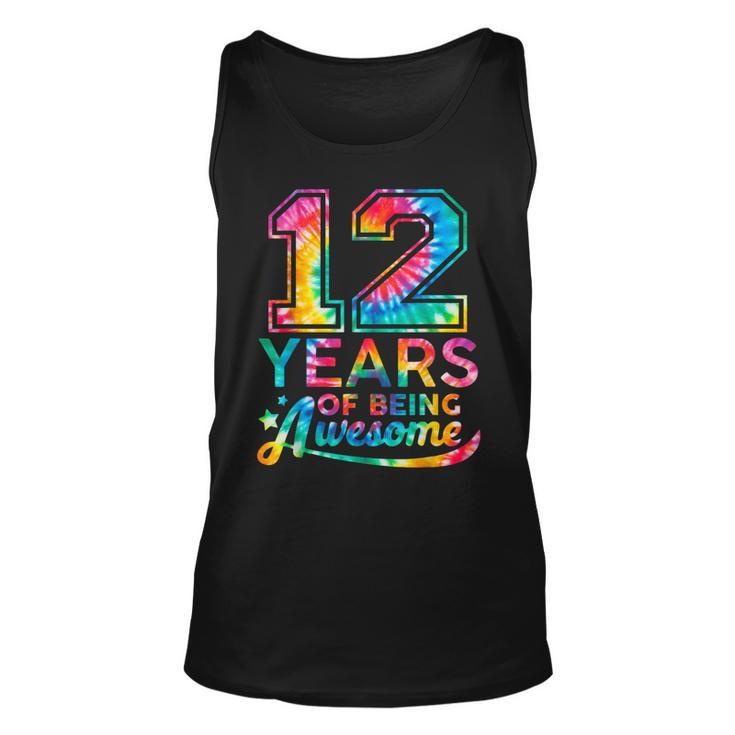 12 Year Of Being Awesome 12 Years Old 12Th Birthday Tie Dye  Men Women Tank Top Graphic Print Unisex